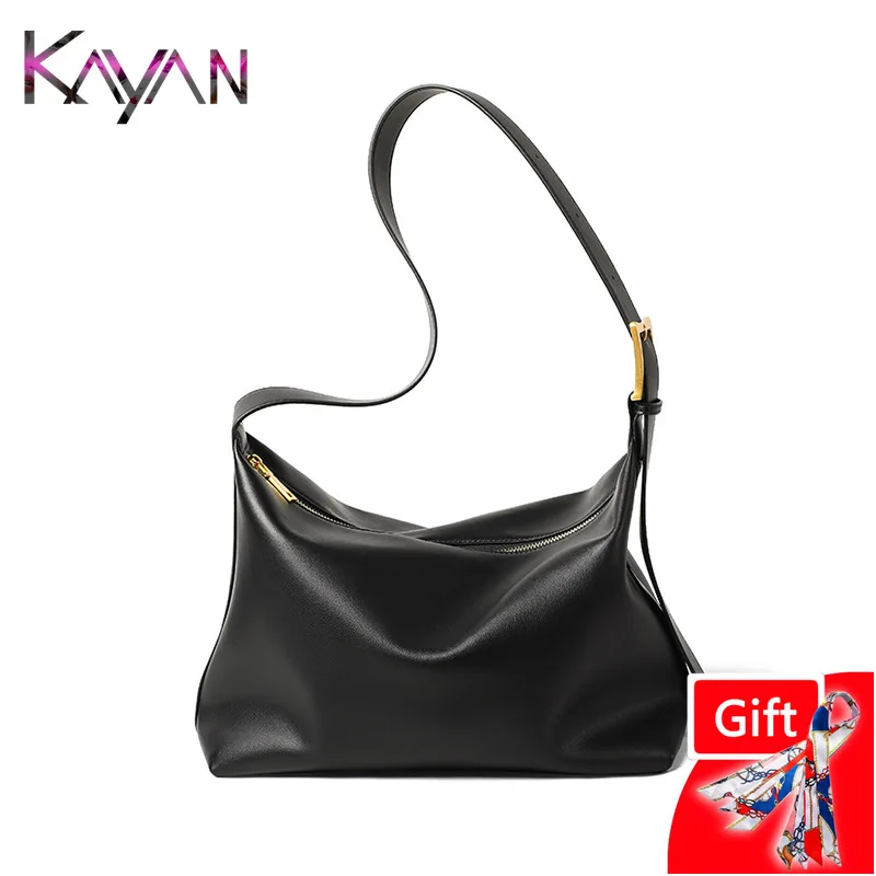 

Luxury Designer Second Layer Cowhide Women Underarm Shoulder Hobo Bag Smooth Leather Causal Female Crossbody Bag for Ladies