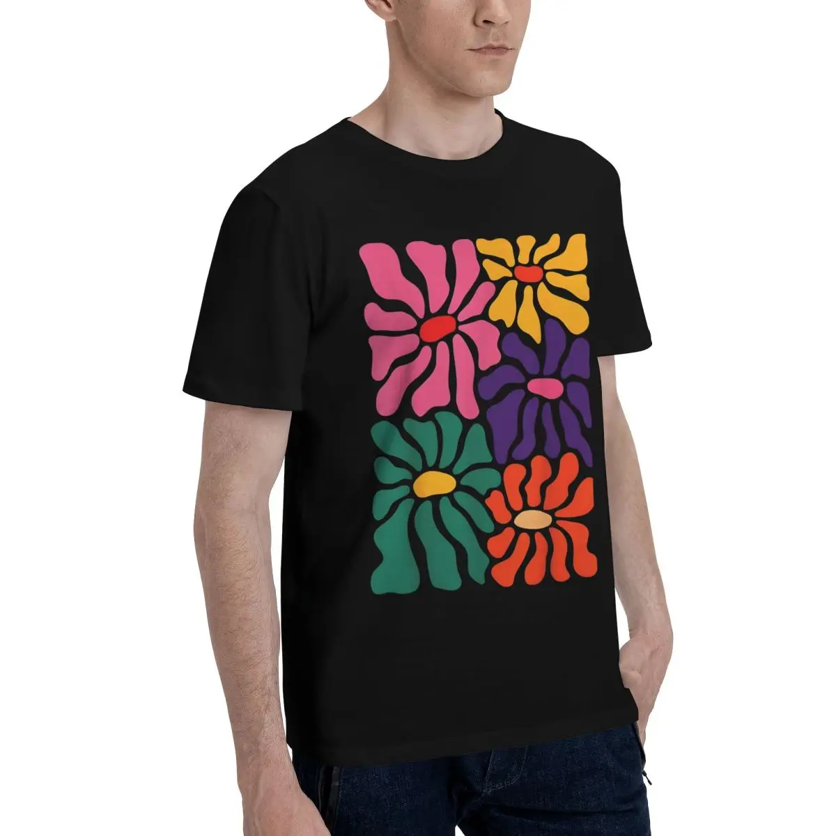 Movement Colorful Floral Pattern Top tee Kemp Novelty Vintage Fitness USA Size