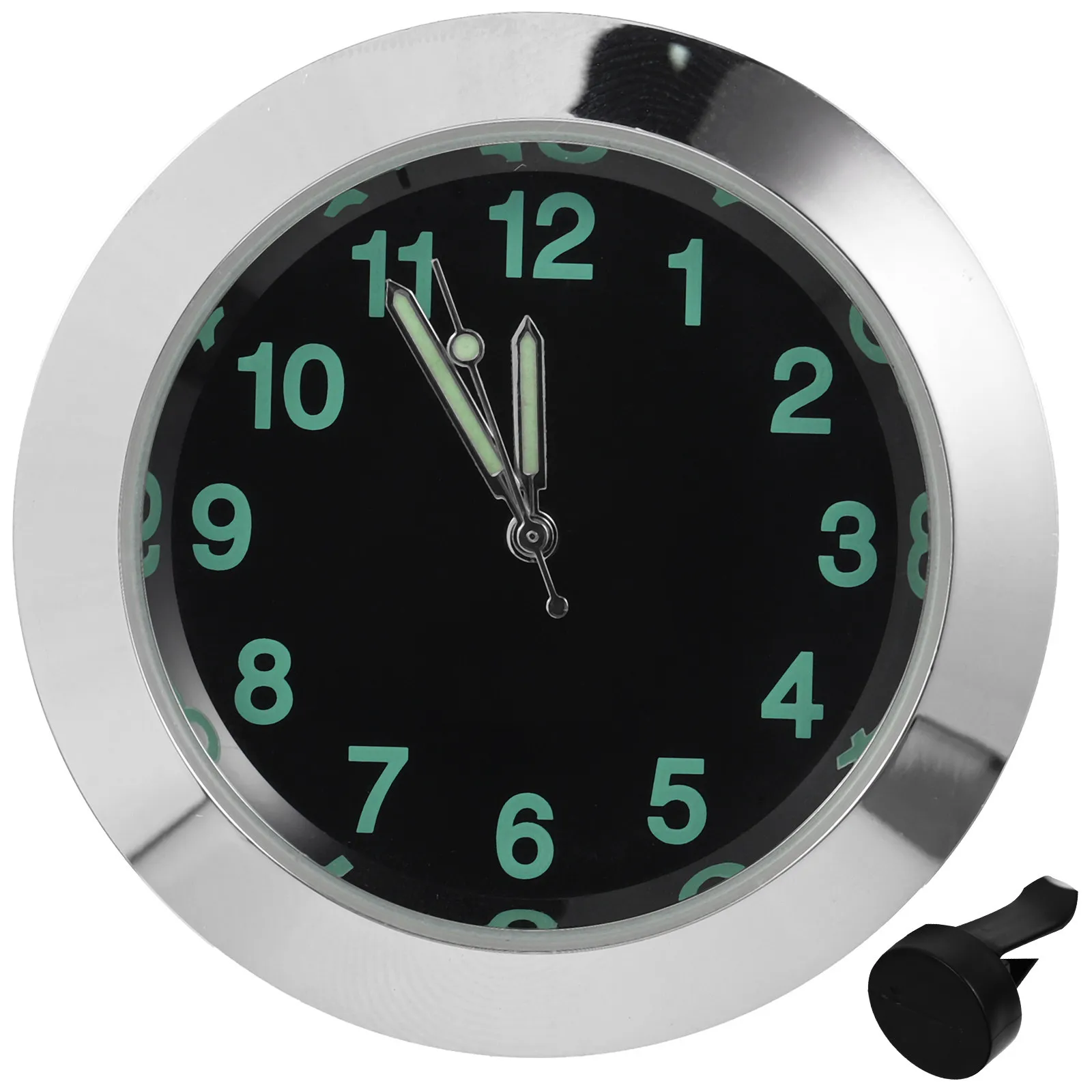 Compact Car Dashboard Clock Air Vent Mount Quartz Timepiece Luminous Hands Electroplated Metal for Auto Interior Office Use