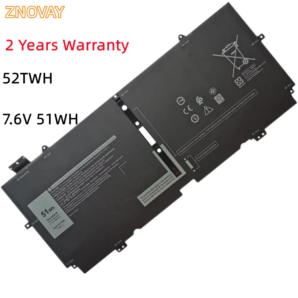 ZNOVAY 52TWH 7.6V 51WH Laptop Battery For Dell XPS 13 7390 2-in-1 Series Notebook P103G P103G001 P103G002 MM6M8 0MM6M8 XX3T7