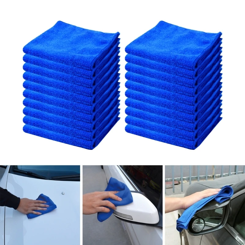 

20Pcs/lot 30x25cm Microfiber Thin Towels for Car Cleaning Polishing Soft Drying Cloth Automobile Home Washing Duster Towel