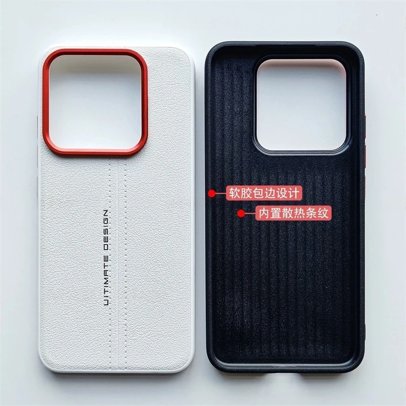 Lekkie, luksusowe skórzane etui na Xiaomi 17, silikonowa twarda obudowa na tył telefonu Mi 17 5G, stylowa, odporna na wstrząsy osłona. — zdjęcie produktu 5