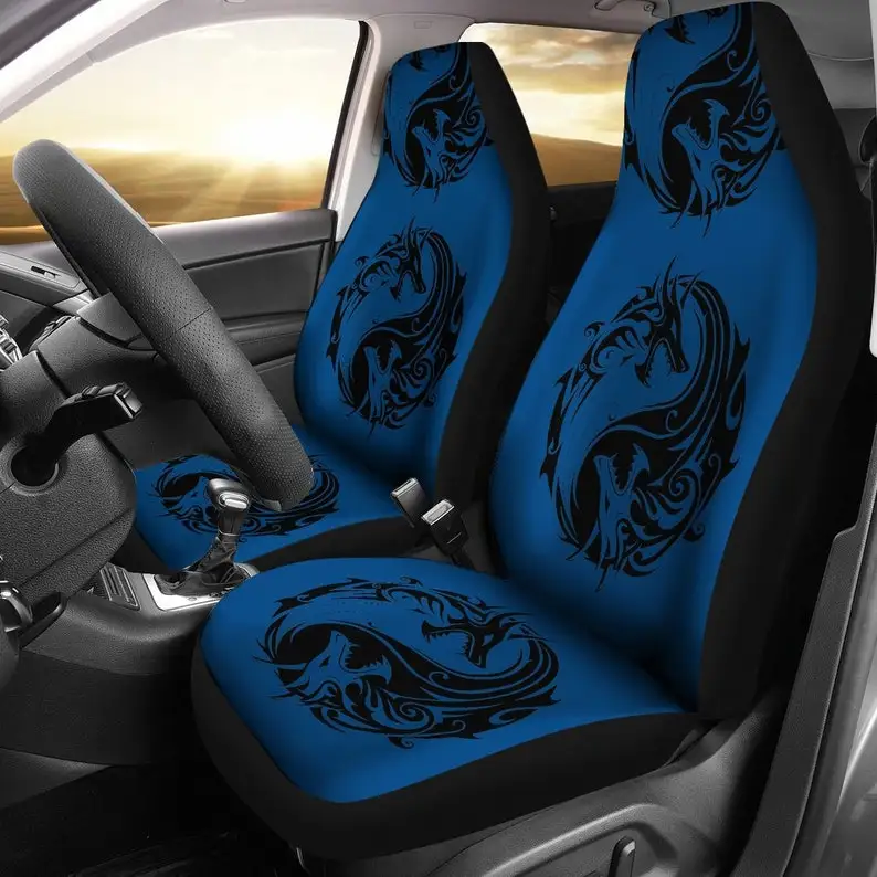 

Blue Dragon Yin Yang Car Seat Covers Pair, 2 Front Car Seat Covers, Seat Cover for Car, Car Seat Protector, Car Accessory