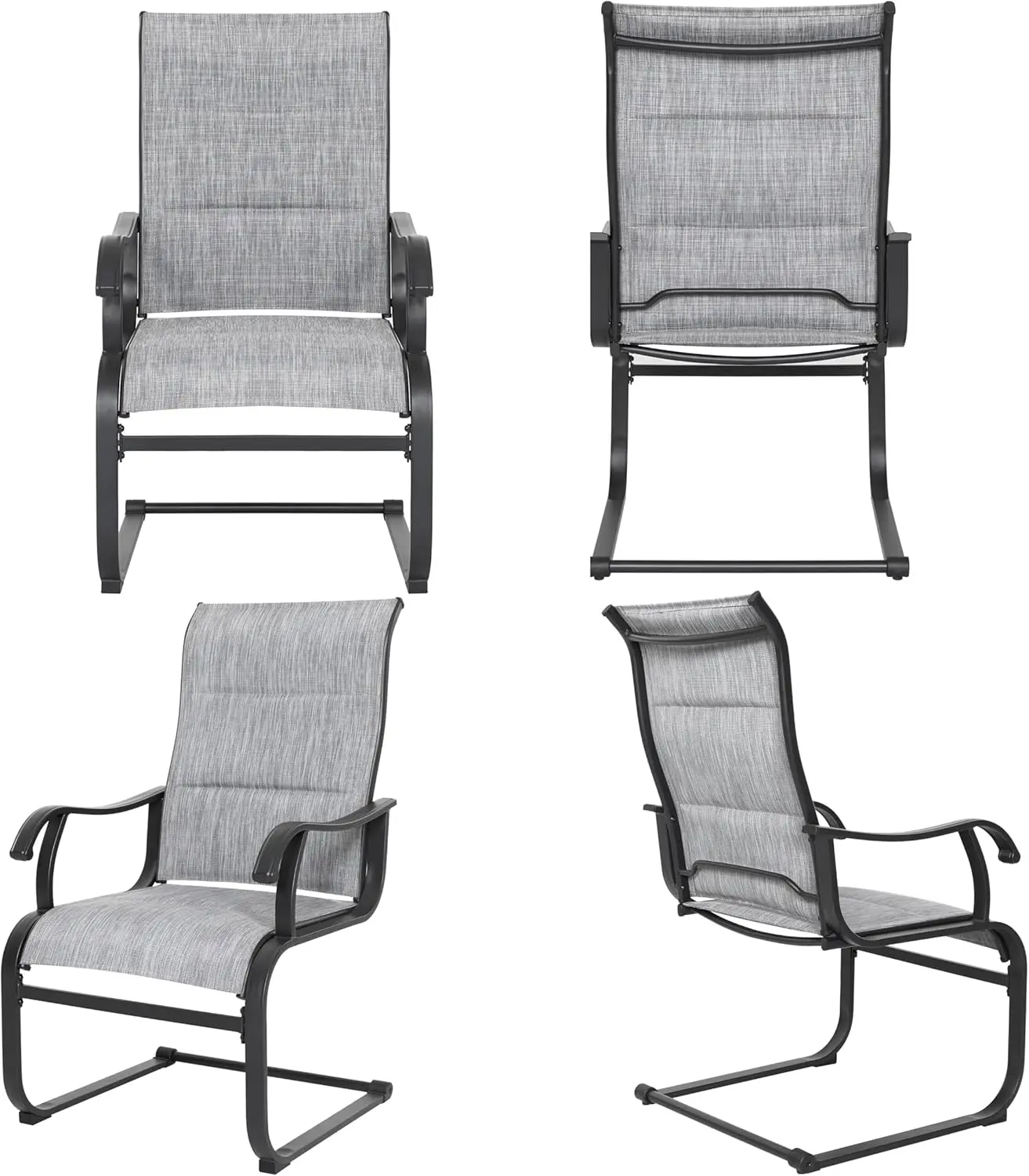 

Patio Dining Chairs Set of 4 All Weather Outdoor Padded Textilene Patio Chairs Breathable Spring Motion Textile