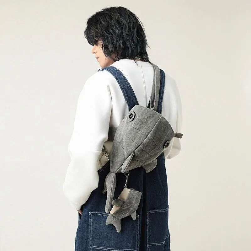 

Trendy Zoo Whale Shark Bags Shark Bags Men's and Women's Niche Designer Crossbody Quirky Canvas Whale Bags