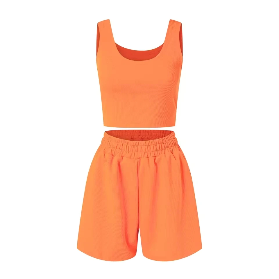 Women Shorts Sets Outfits Two Piece Outfits Women Soft Shorts Sets 2 Piece Sleeveless Matching Crop Top And High костюм женский