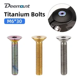 Deemount Bicycle Headset Bolts Titanium M6*30mm CNC Countersunk Head Full Thread MTB BMX Bikes Stem Top Cap Ti Retaining Screw