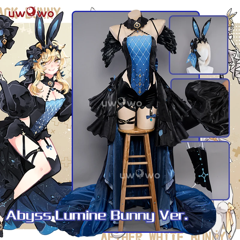 

LAST BATCH UWOWO Traveler Lumine/Aether Cosplay Genshin Impact Fanart Lumine Traveler Black Bunny White Bunny Cosplay Costume