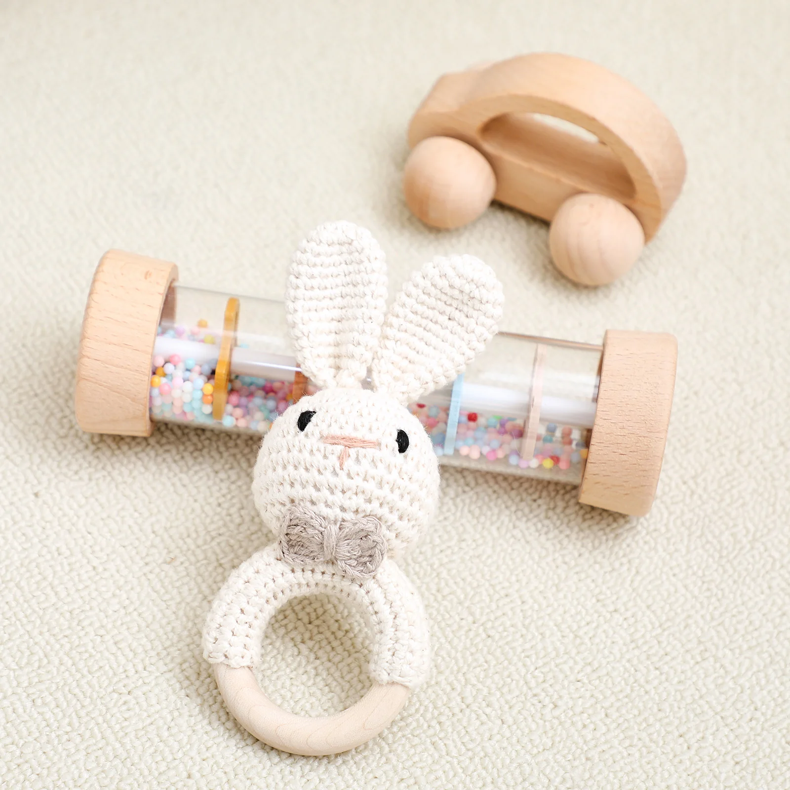 Regen-Sound-Zylinder-Set, Stressabbau-Holzspielzeug für Kinder, sensorisches Kombinationsspielzeug für Kleinkinder, beruhigendes Rasselspielzeug zum Schlafen