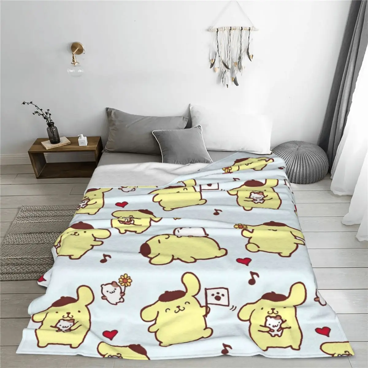 Pompompurin Cartoon Japanese Fleece Throw Blankets Cute Kawaii Blanket for Home Couch Warm Bed Rug