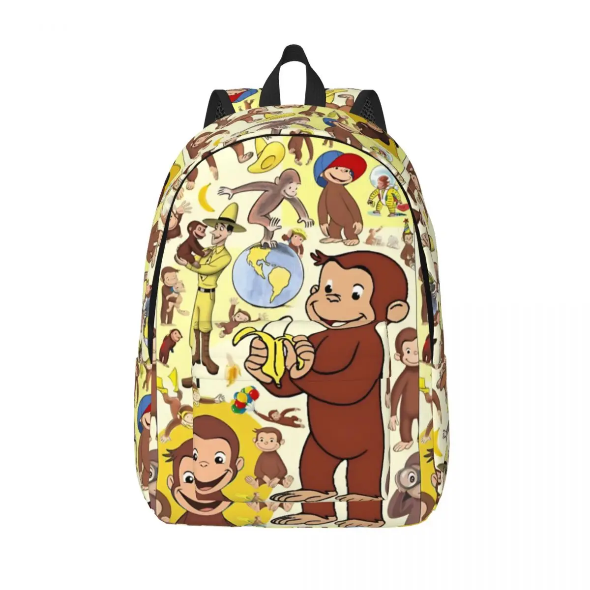 

Рюкзак с коллажем Curious George для мужчин и женщин, модный школьный деловой рюкзак для ноутбука, холщовые сумки, спортивные сумки