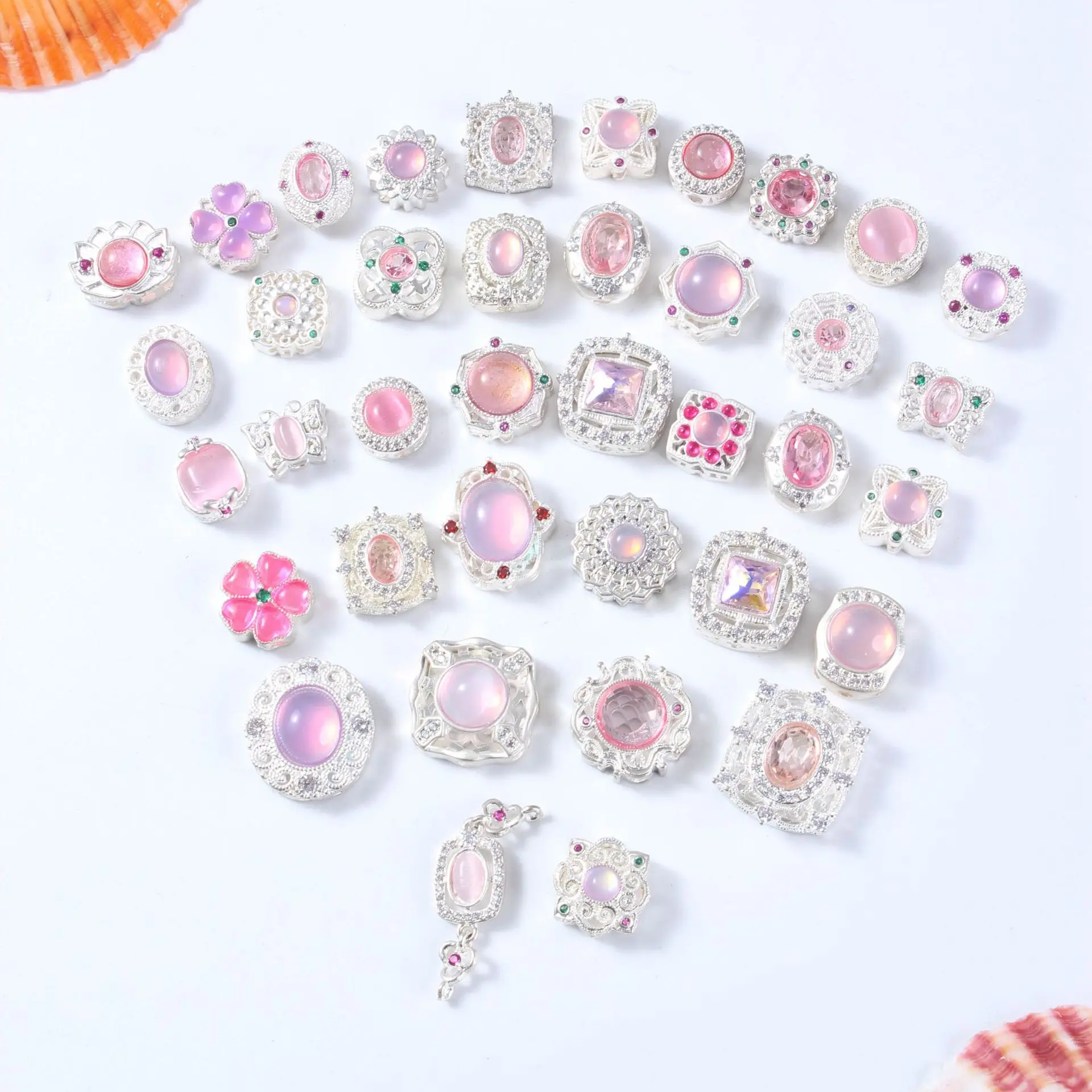 

7 шт., медь, инкрустированная, имитация фиолетового порошка, хрустальная бусина, жемчужное жемчужное ожерелье, браслет, аксессуары, материалы для изготовления ювелирных изделий своими руками