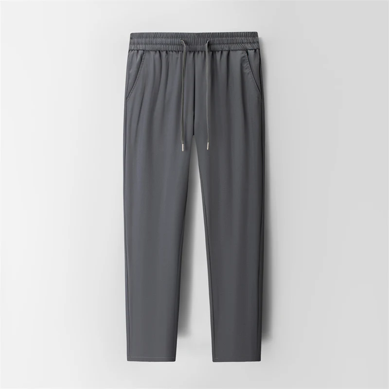 New Men'S Thin Loose Straight Elastic Waist Pants Fashionable And Casual Spring Summer Quick Drying Ice Silk Sports Trousers