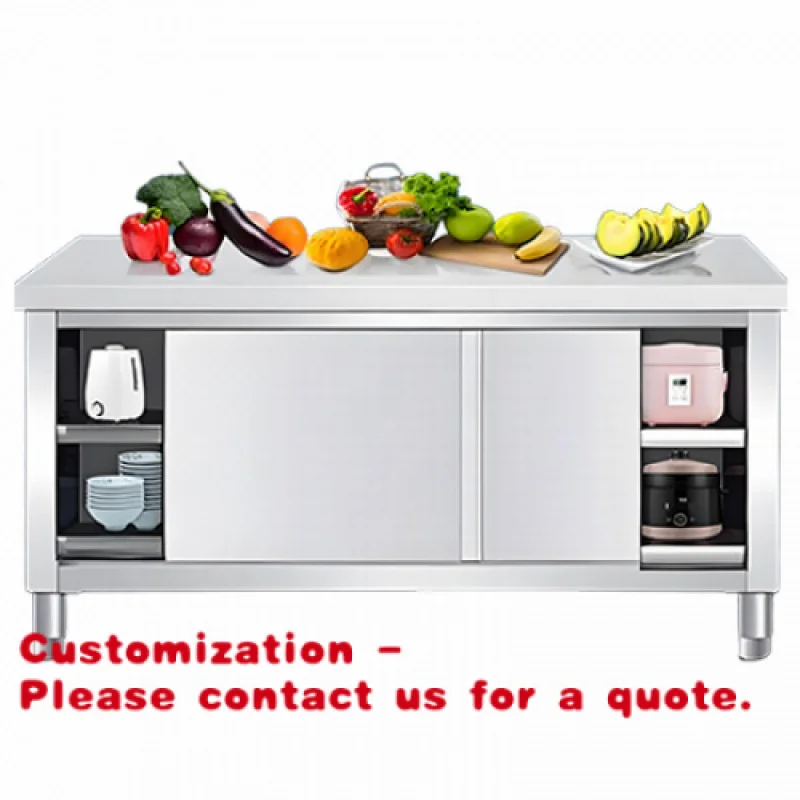 

Customize.High-quality Steel Workbench Adjustable Stainless Steel Kitchen Storage Rack Workbench with Sliding Door