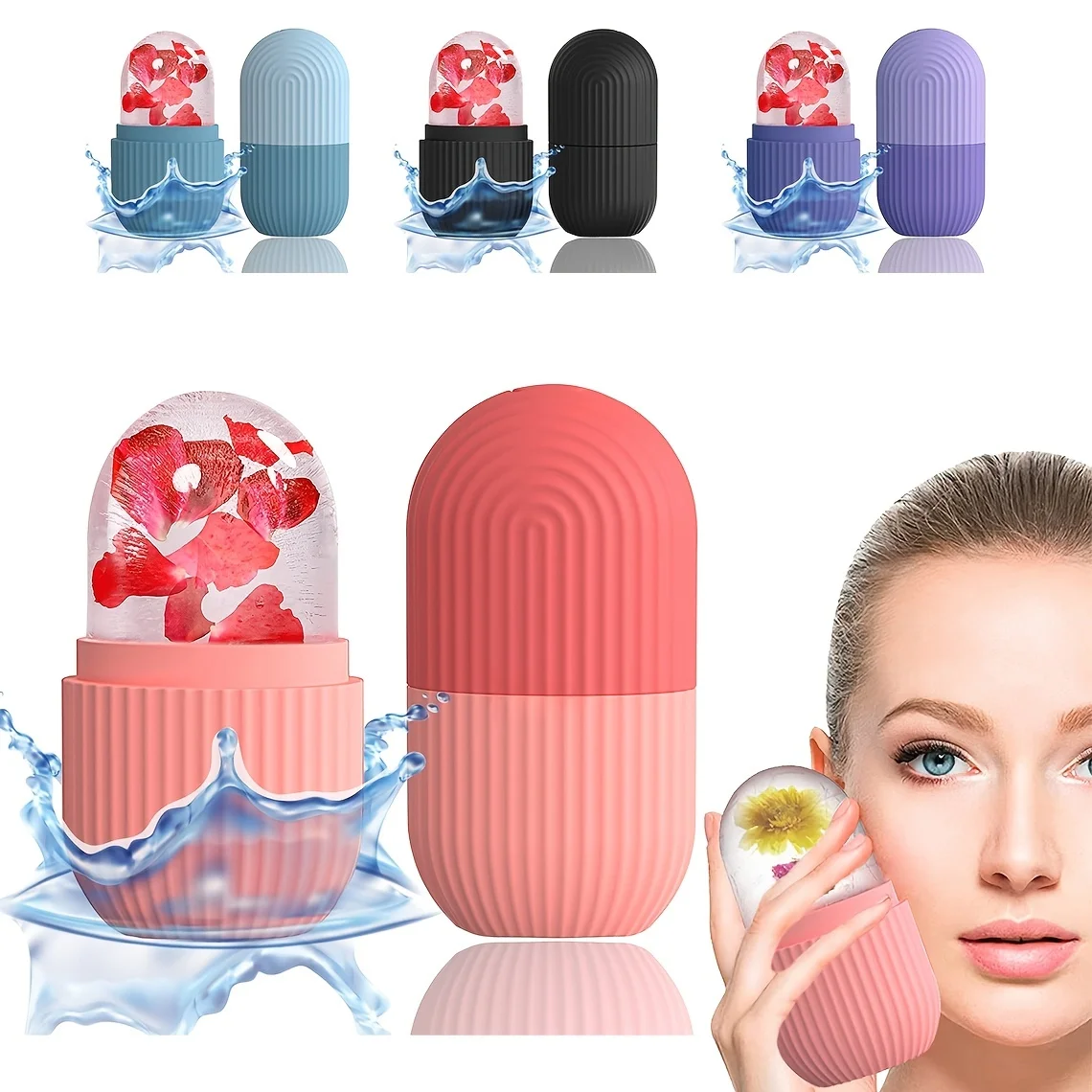 

Silicone Ice Roller Cube Trays Ice Massager Face Massager Roller Reduce Acne Shrink Pores Skin Care Lifting Contouring Tools