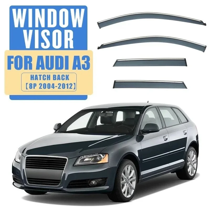 Visera de ventana de coche para Audi A3 Hatchback Audi A3 Sportback visera de ventana brillo ventana lateral Deflector visera tonos Ventvisor tira