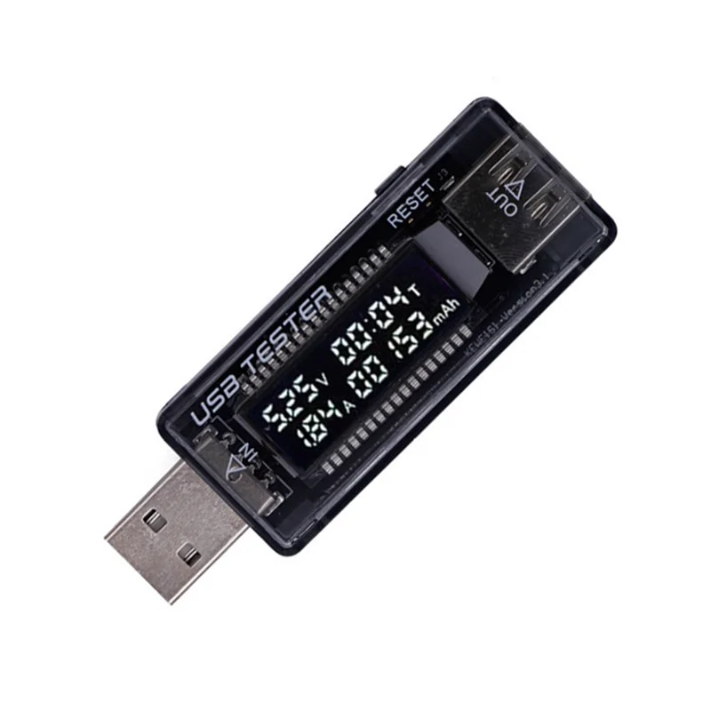 DC 모바일 전원 충전 전류 전압 디지털 모니터, USB 테스터 전류 0-3A 전압 4-20V 듀얼 계량기 디스플레이