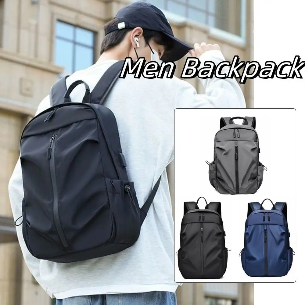 

Fashion Oxford Cloth Men's Backpack Large Capacity with USB Port Students School Bag Korean Style All-match Shoulders Bag Travel