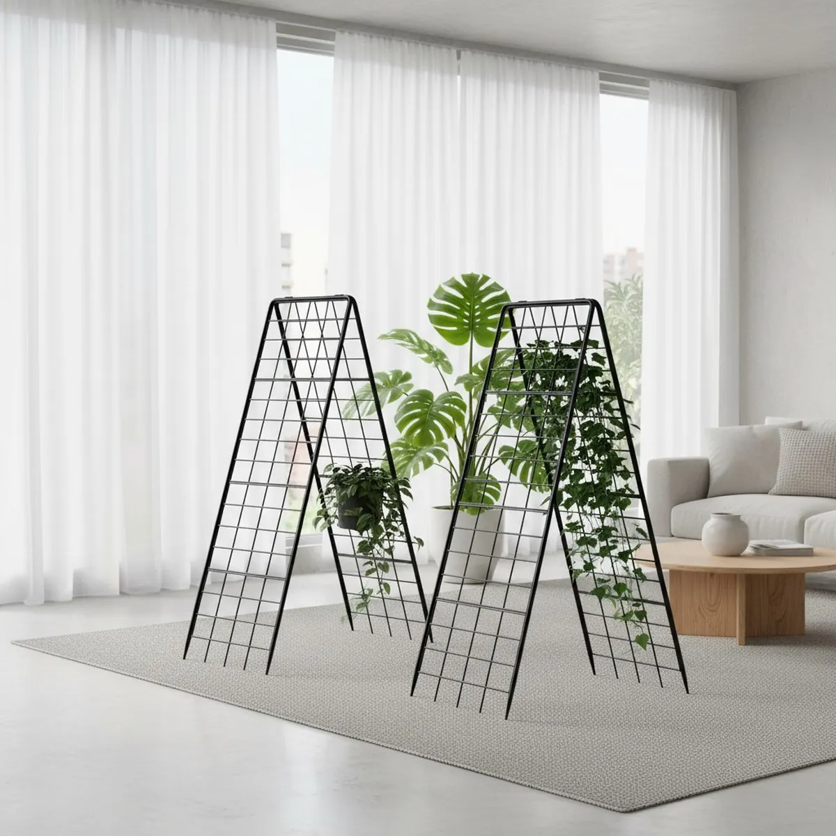 Large Metal Garden Trellis for Climbing Plants Raised Beds 50 Inch Rustproof Dense Grid