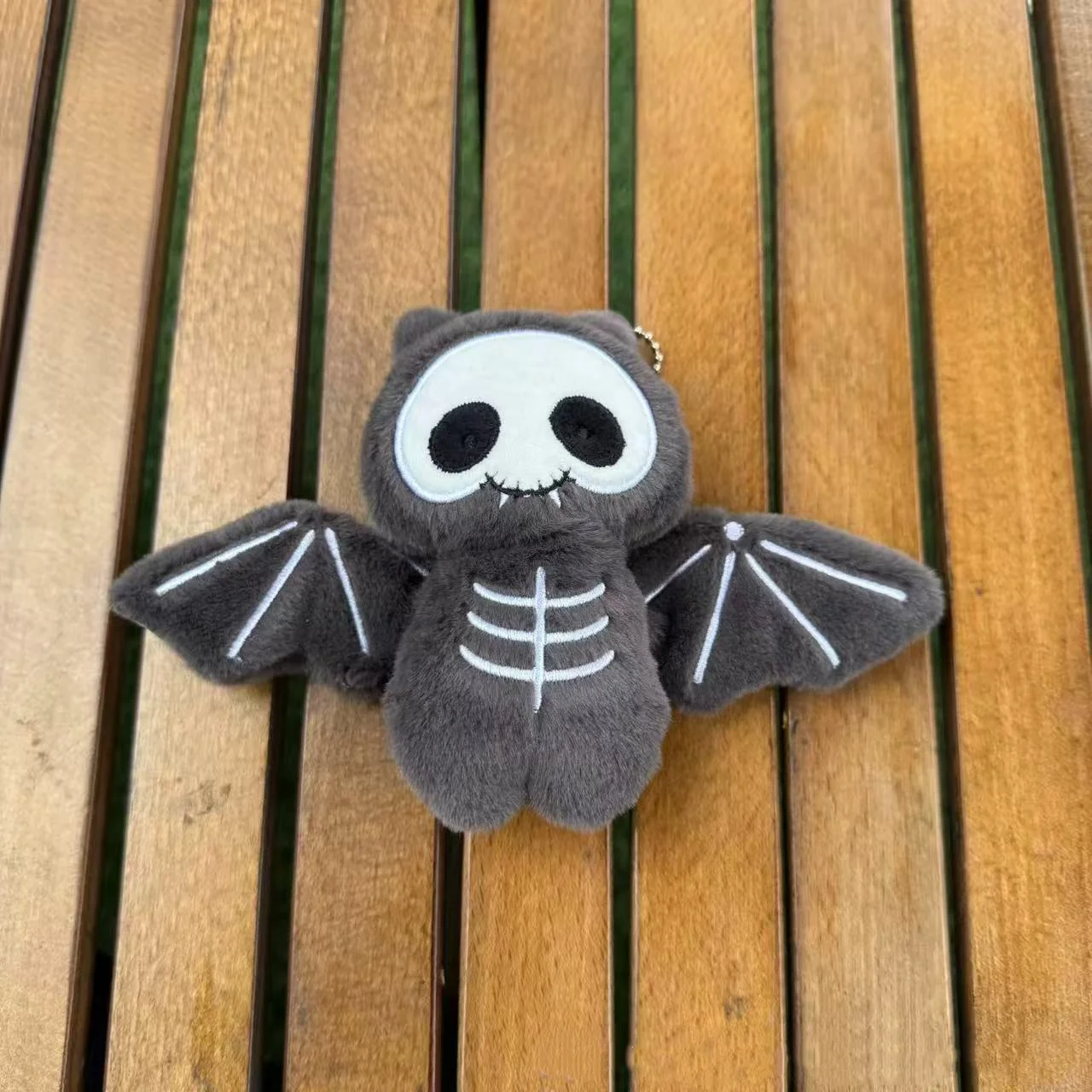 

New Playful Halloween Bat & Skeleton Plush Keychain Adorable Backpack Charm Kids Holiday Present