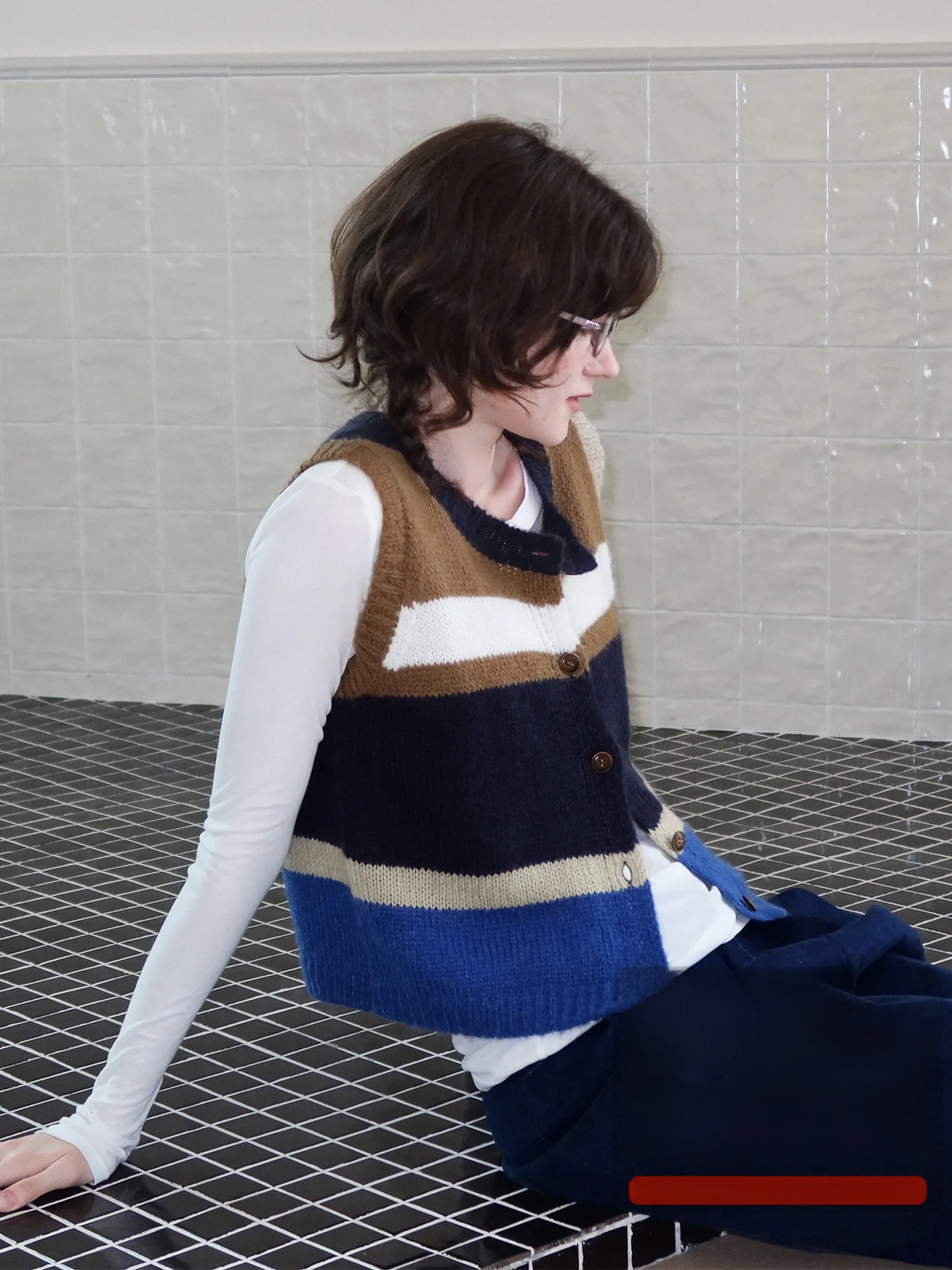 

Вязаный осенне-зимний женский свитер, цветной полосатый жилет, топ Le, брендовый кардиган Briti Sle, свободный крой