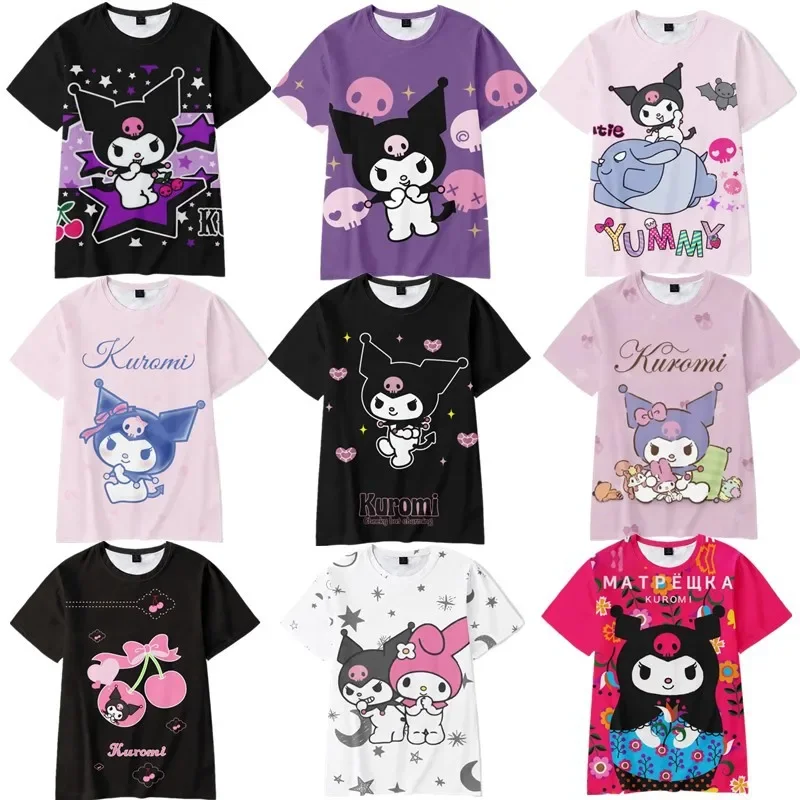 Camiseta con estampado 3D de Hello Kitty para niño y niña, camisa con estampado de dibujos animados de My Melody, Kuromi, Top informal de moda para