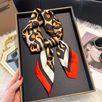 Luxury Leopard Print 70*70cm Square Scarf Women Soft Satin Hairband Neckerchief Tie Female Headband Foulard Mother's Day Gift