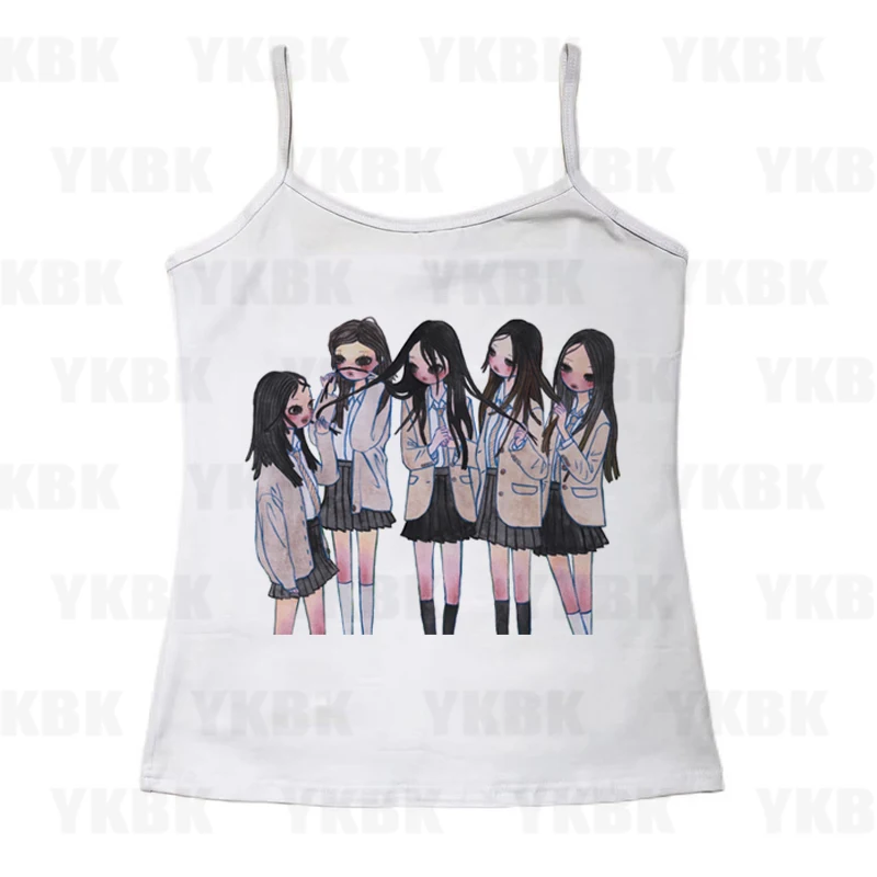 Y2k Spice Girl Vintage Basic Tees Damen Kleidung Retro Harajuku Top Weiß Kurzarm Casual T Shirt Frauen Spaghetti Strap Top