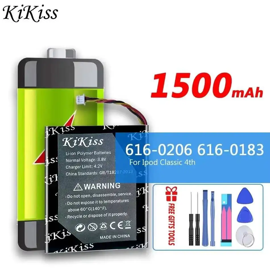 

Аккумулятор KiKiss 616-0206 616-0183 1500 мАч для Apple Ipod Classic 4-го поколения/фото U2 A1059 20 40 ГБ Сменная батарея