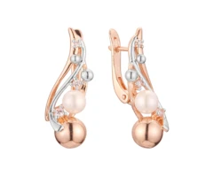 New Women Exclusive Flame Type 585 Rose Gold Two Color Shell Pearls Drop Earrings White Natural Zircon Party Wedding Jewelry