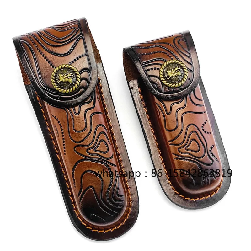 Universal First‑Layer Cowhide Leather Sheath, Folding Knife Leather Cover, Custom Sheath for Swiss Army Knife