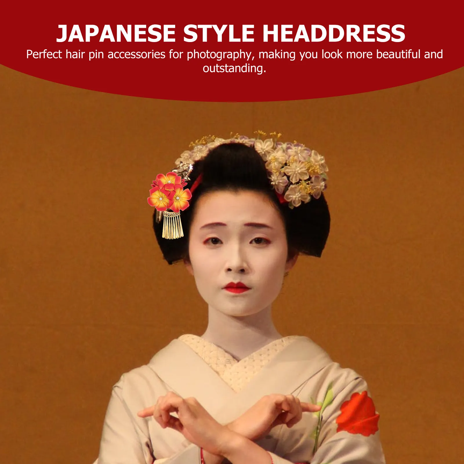

Japanese Style Hair Pin Exquisite Flower Hair Clip Elegant Headwear for Banquet Prom Garden Party Photography Decoration