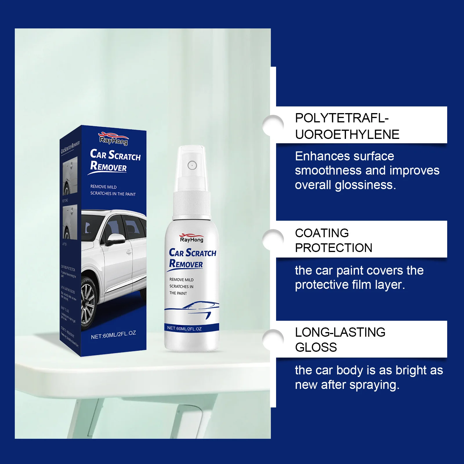 Auto Kras Reparatie Spray Auto Swirl Remover Krassen Reparatie Polijsten Verf Reparatie Vloeistof Universele Auto Care Spray 60ml