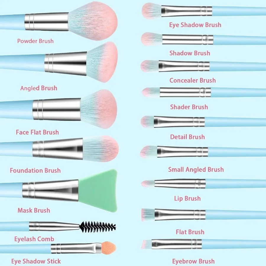 Pennelli per trucco 16 pezzi Pennello per trucco professionale con set di spugne per trucco Fondotinta sintetico premium Correttori per sopracciglia Kabuki Bl