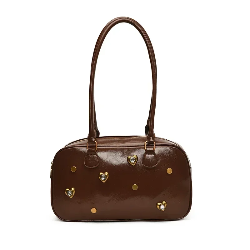

2025 New Women's Vintage Rivet Tote Bag - Large Capacity Shoulder & Crossbody Purse for Lazy Chic Commuting & Daily Use