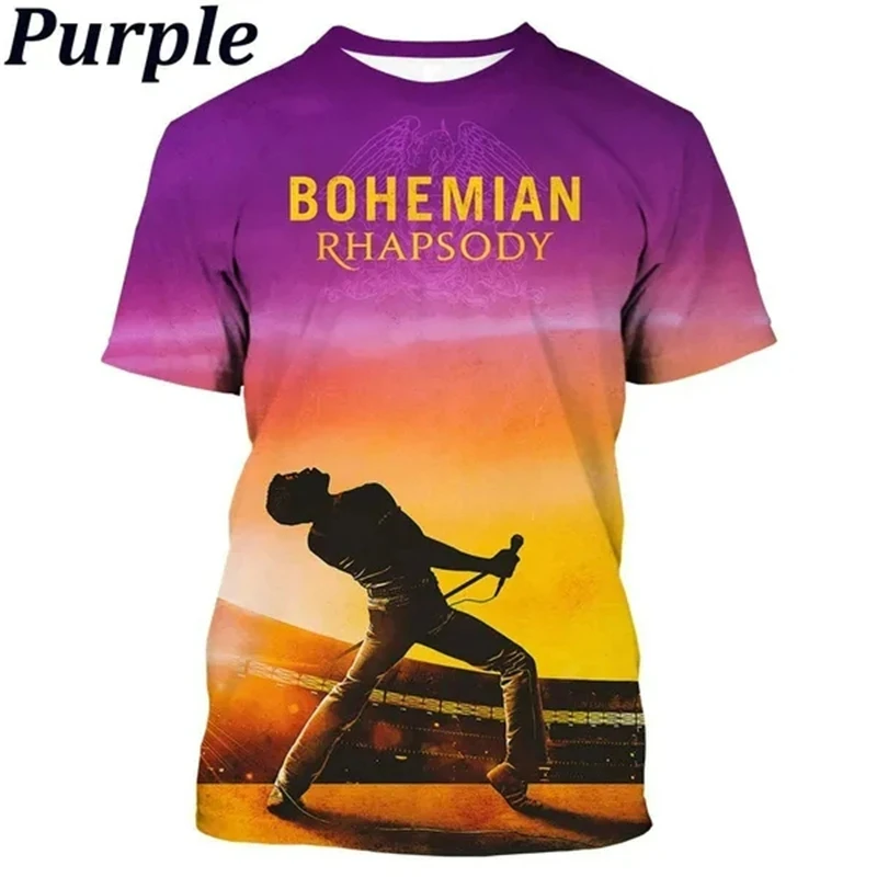 Freddie Mercury Queen T shirts Men Women 3D Print Rock Gothic Retro T-Shirt Oversized Streetwear Short Sleeve Top Summer Kid Tee