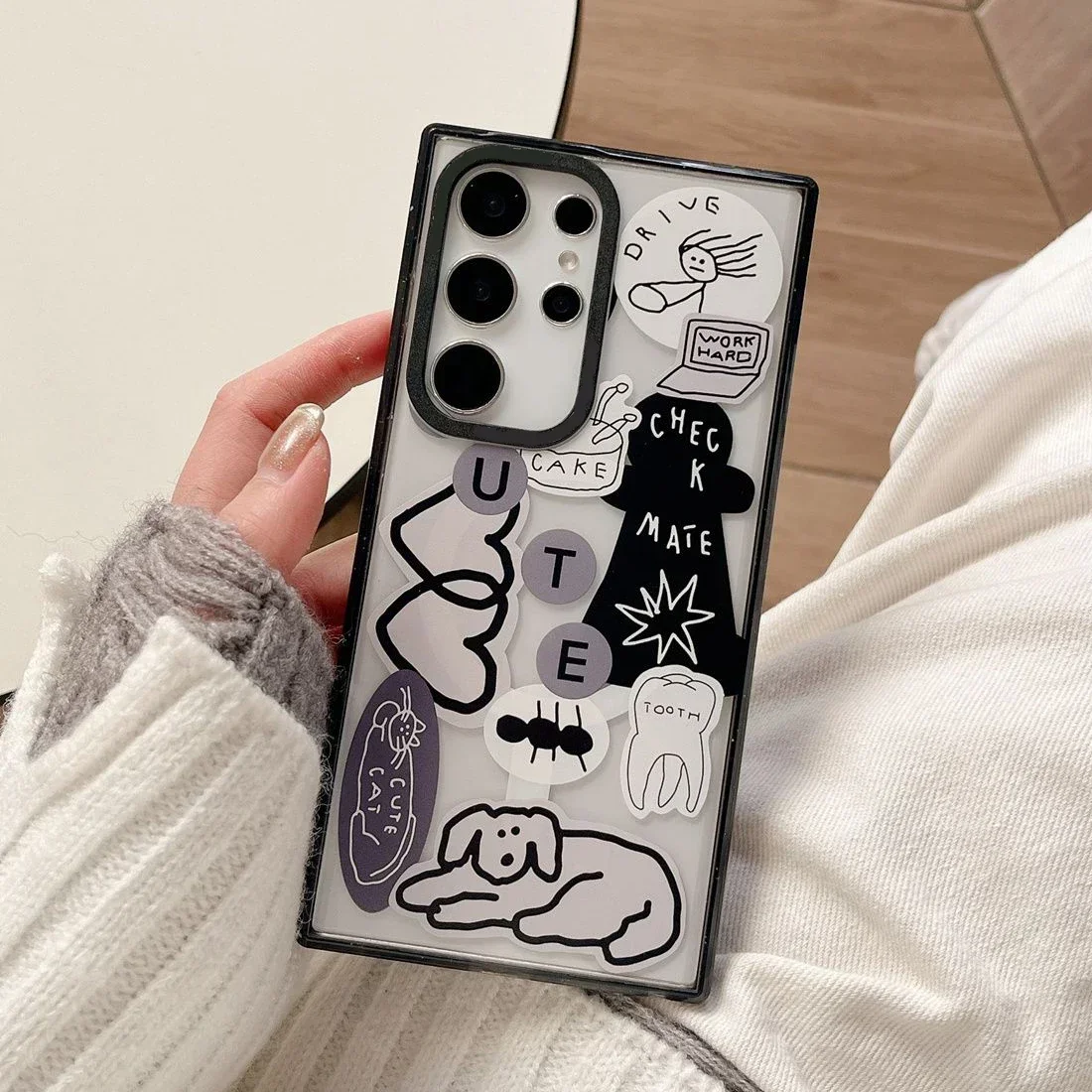 

Dog Sticker MagSafe Acrylic Black Border Magnetic Phone Case for Samsung Galaxy S22U S23 Ultra S24 Ultra Cover Protective Shell