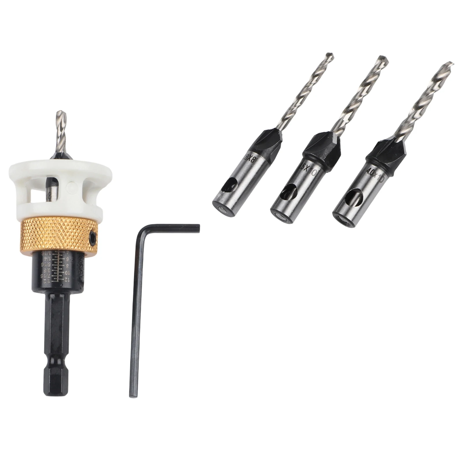 Adjustable Countersink Drill Bits Depth Stop Drill 3.6*8mm Adjustable Drill Bits Non-Slip Grip Professional Results