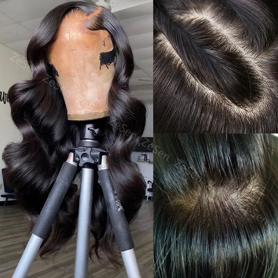 

New Top 4x4 Scalp Cap Lace Front Wig Body Wave Silk Base Glueless Frontal Heat Resistant Fiber Hair Wigs Cosplay Daily Wear