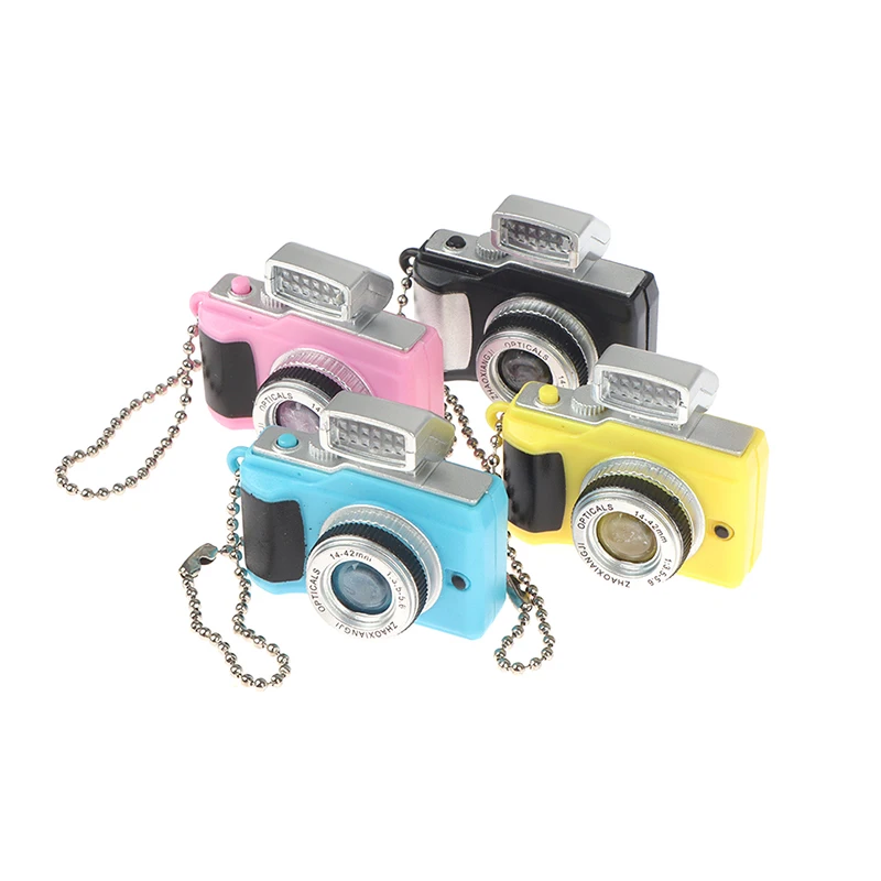 Mini Digital Camera Model 1:12 Dollhouse Camera LED Flash Keychain Decor Toy