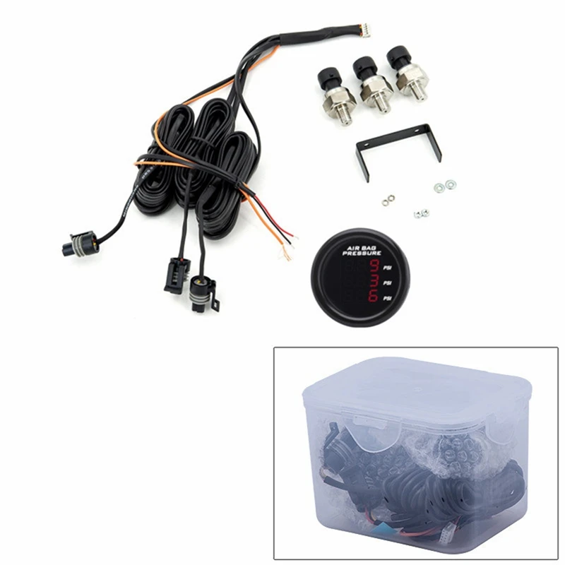 Three-Display Air Pressure Gauge PSI Air Suspension With 3Pieces 1/8NPT Electrical Sensors