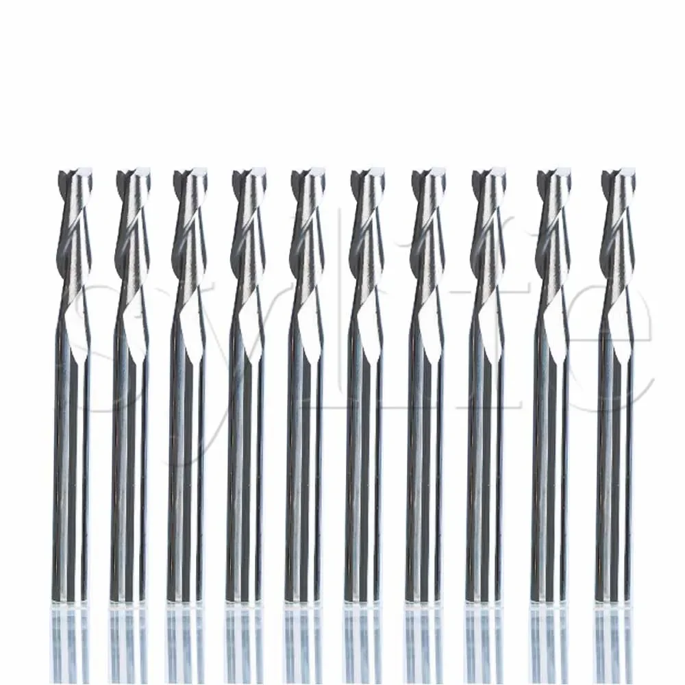 

10PCS CNC Router Bits 3.175x12mm Double Flute Spiral Cutter for Wood/Acrylic