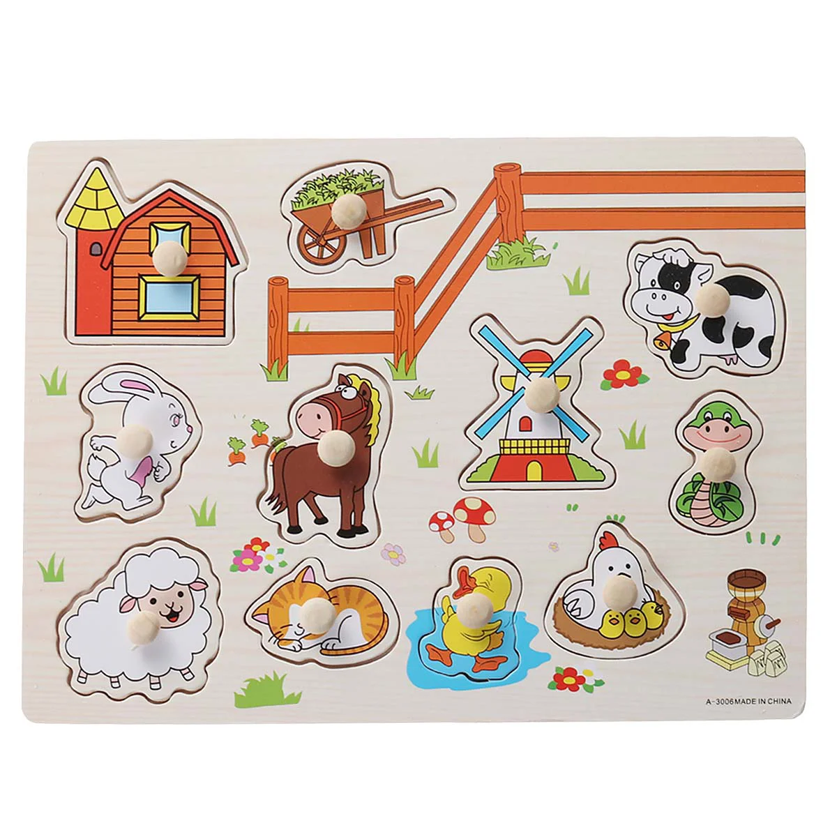 Kids Puzzles Wooden Jigsaw Cartoon Three-dimensional Animal for Toddlers Bamboo Child