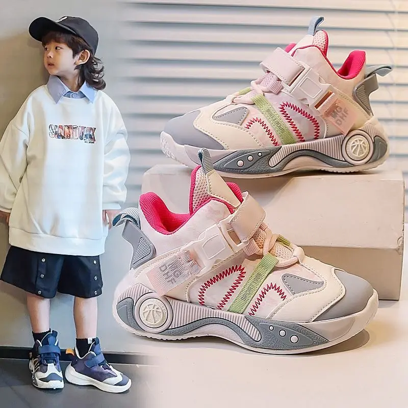 Kids Waterproof Leather Sports Shoes Spring Autumn Fashion Casual Sneakers for Boys Girls Retro Chunky Running Shoes Unisex​
