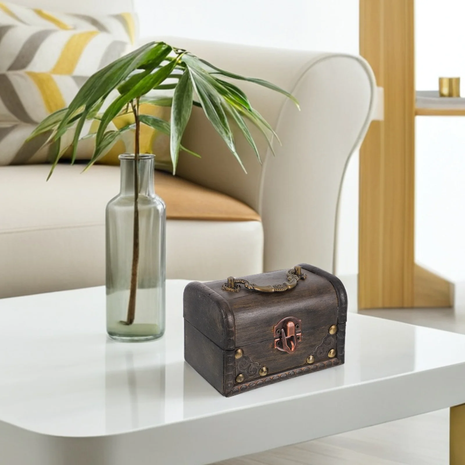 

1 set 1 Set Vintage Wooden Storage Box Lock Handheld Solid Wood Jewelry Organizer Home Decor Travel Escape Room Prop Decorative