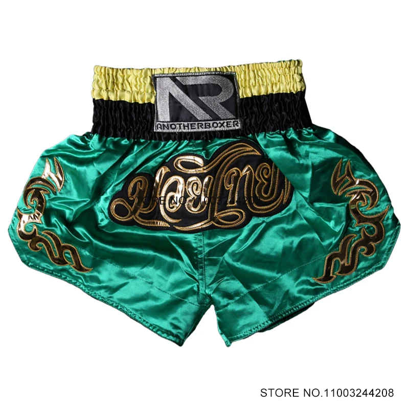 Men's Muay Thai Shorts Martial Arts MMA Shorts Satin Cage Fight Grappling Kickboxing Pants Gym Kick Boxing Shorts Women Child