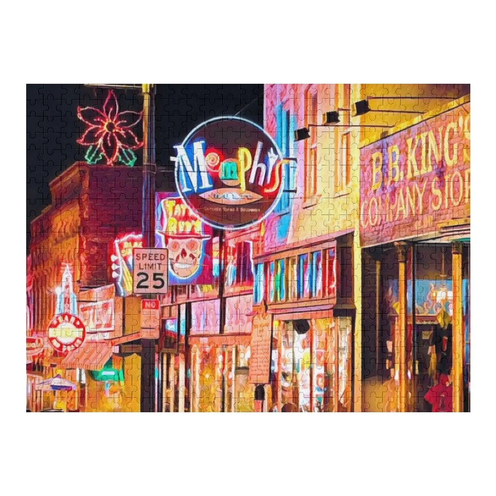 

Пазл Beale Street, Мемфис, индивидуальное имя, дерево, индивидуальное имя, индивидуальный подарок, деревянный пазл с животными для женатых