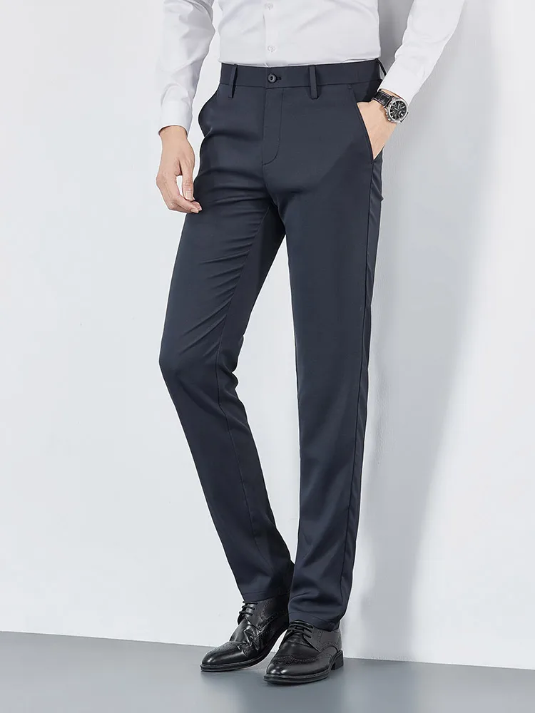 Modelsang Silk Casual Men's Thin Straight Leg Long Business Suit Drop Feeling Men's Pants  20-33 7033