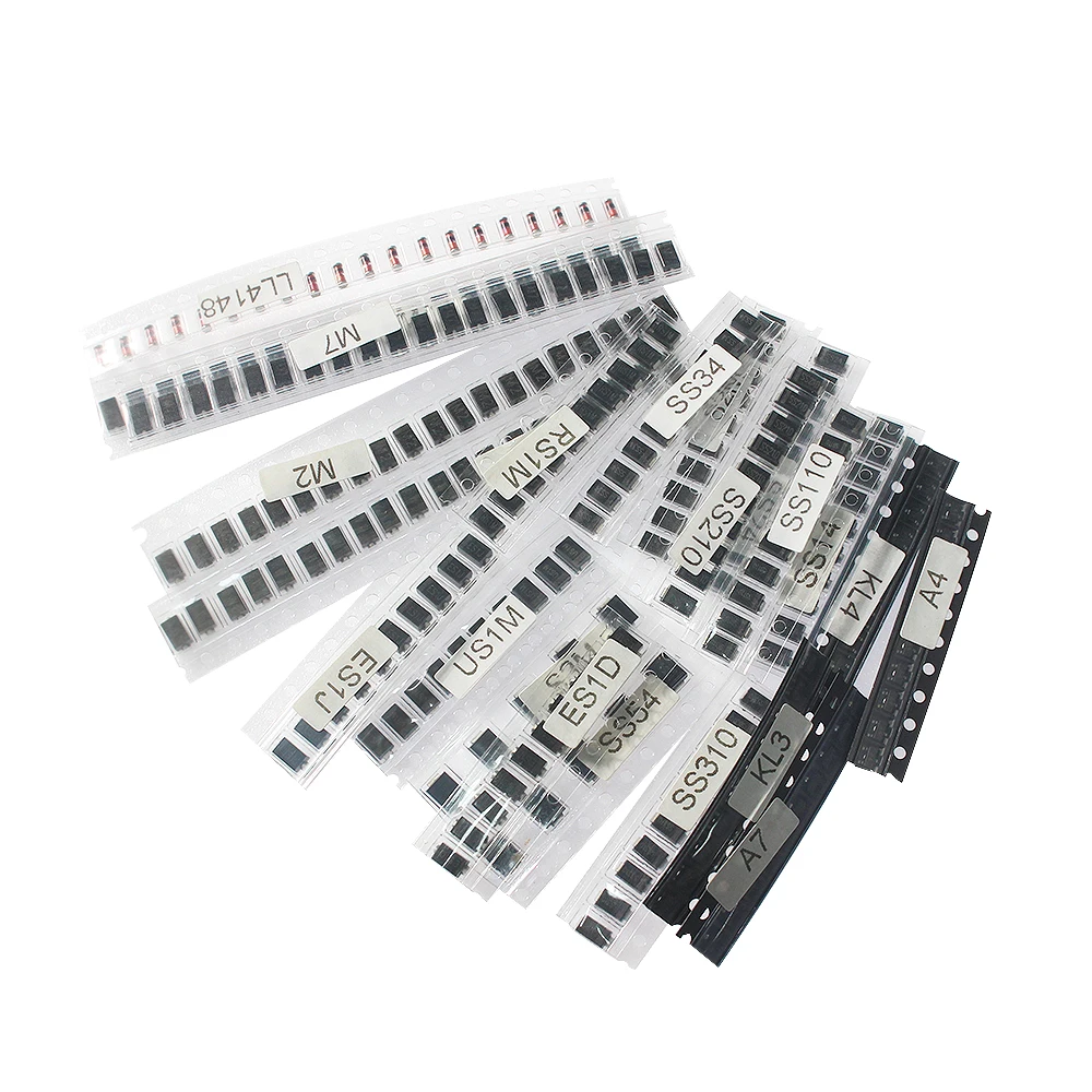 

260pcs/set Switching Diode, Schottky Diode, Rectifier Diode Assorted Kit : M1 M2 M4 M7 S2M RS1M US1M ES1D SS14 SS110 SS34 LL4148