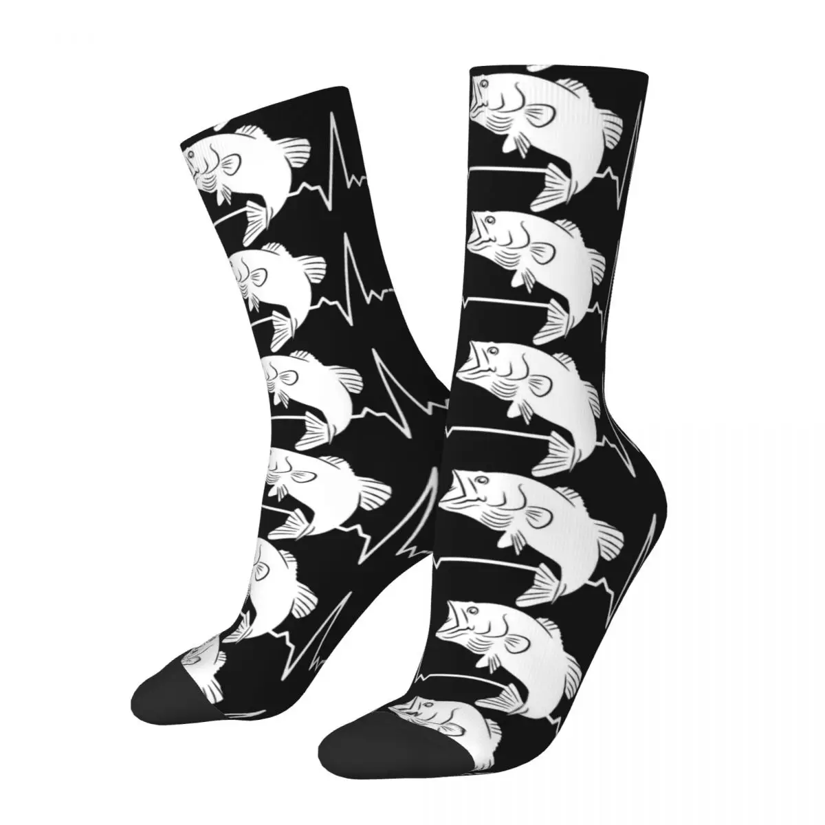 Hip Hop Retro Heartbeat Crazy Men's Compression Socks Unisex Fish Street Style Seamless Printed Funny Novelty Happy Crew Sock